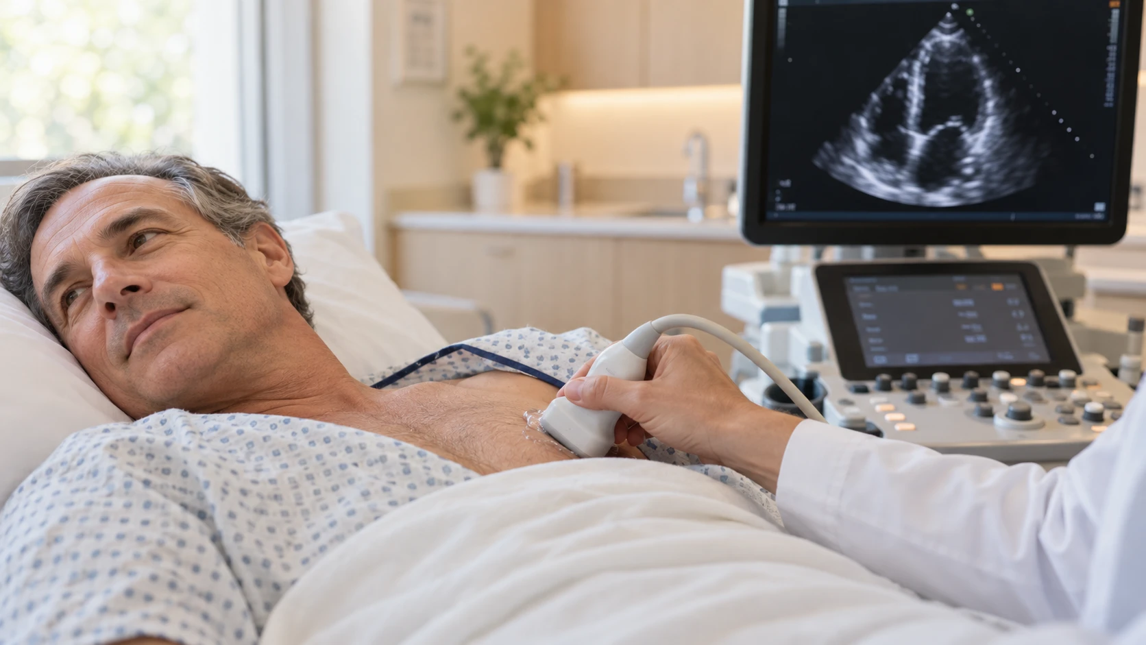 Paciente realizando ecocardiograma
